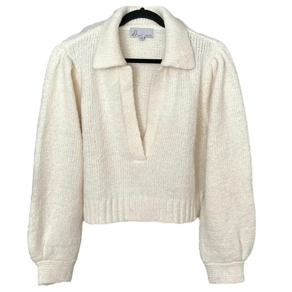 dh NEW YORK Merino Wool Baby Alpaca Cropped Knit Sweater Neutral Casual, Medium - Picture 12 of 16